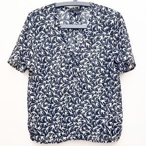 Banana Republic Navy Sheer Bird Shirt